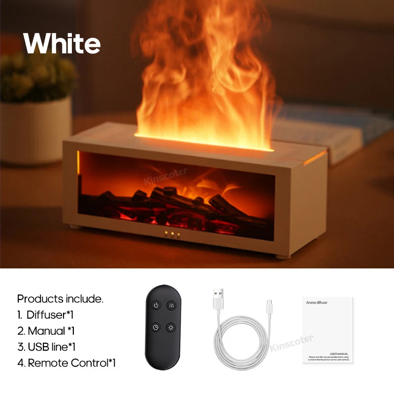 Fireplace Aroma Diffuser Simulated Flame Humidifier Essential Oil Desktop Air Humidifier Mist Home Office Holiday Gift