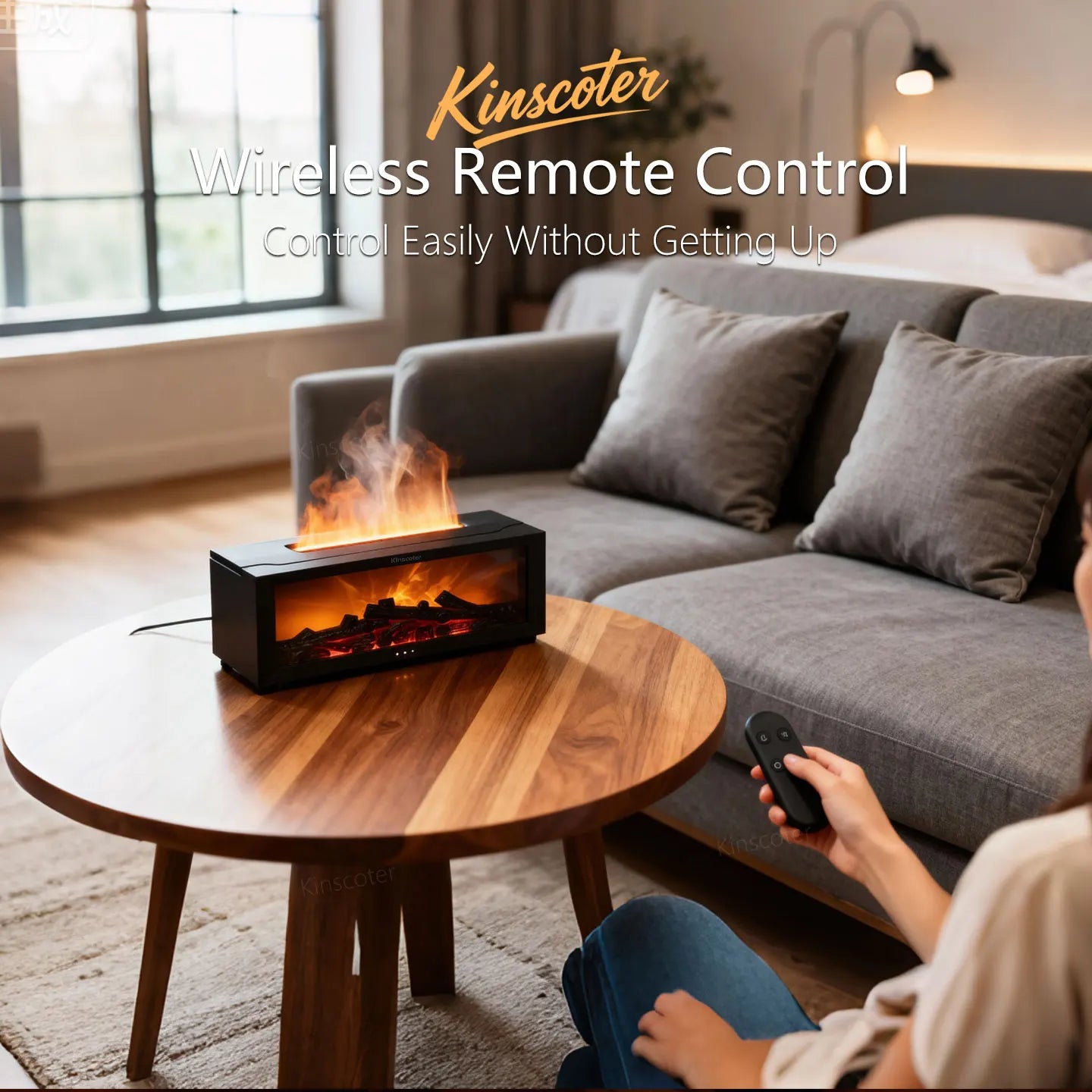 Fireplace Aroma Diffuser Simulated Flame Humidifier Essential Oil Desktop Air Humidifier Mist Home Office Holiday Gift
