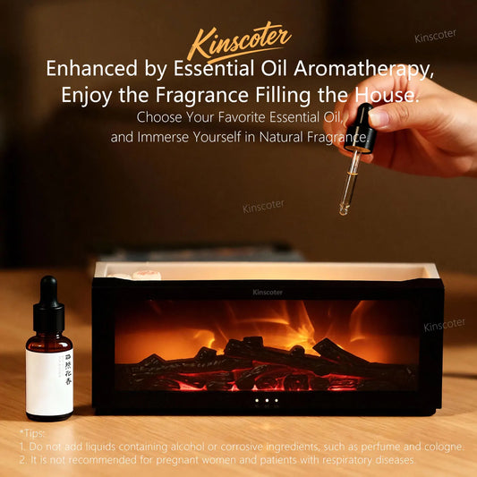  Fireplace Aroma Diffuser Simulated Flame Humidifier Essential Oil Desktop Air Humidifier Mist Home Office Holiday Gift